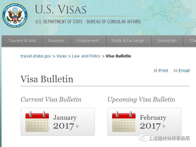 2017年2月签证排期表公布，EB-5前进一周