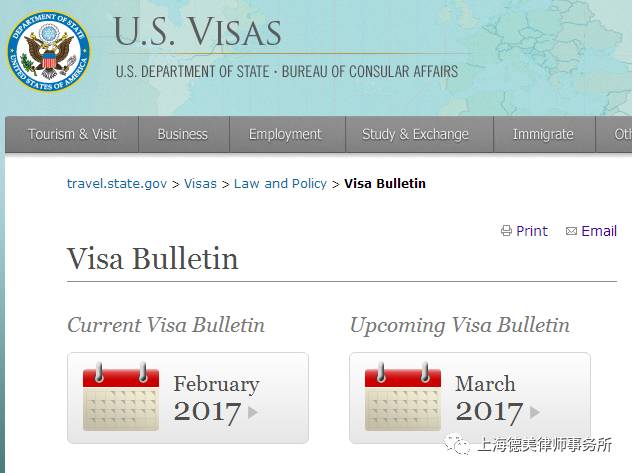 2017年3月美国移民签证排期表 EB-5排期前进两周